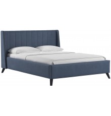 Мягкая кровать Мелисса 140 Тори 83 велюр (серо-синий)