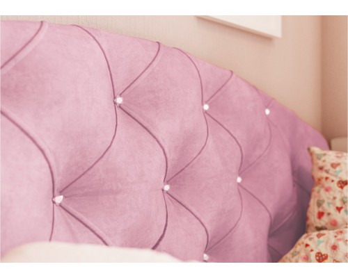 Кровать детская с ящиками Эльза Розовый велюр