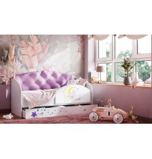 Кровать детская с ящиком Звездочка Фиолетовый велюр